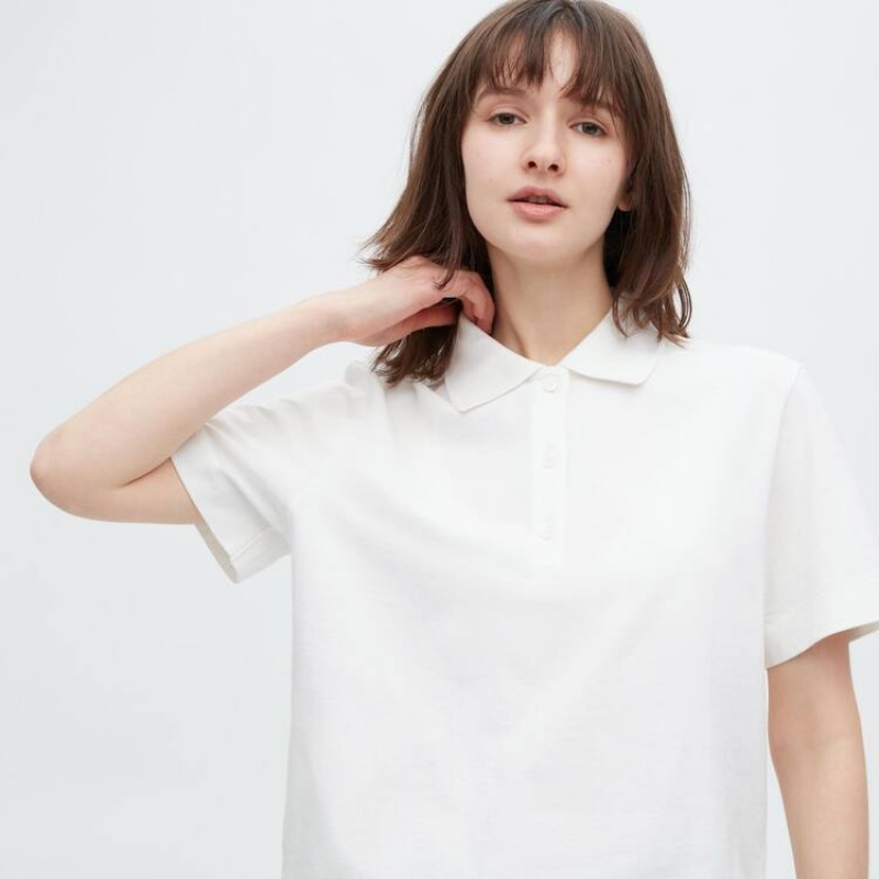 Dámské Tričko Uniqlo Cropped Relaxed Fit Krátké Sleeved Bílé | PKMVEXQ-69