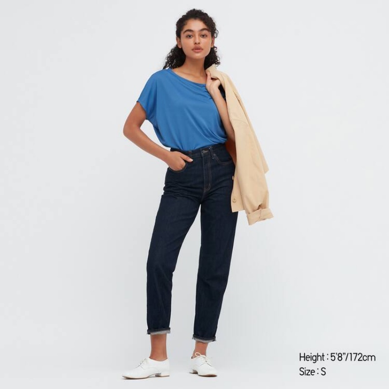 Dámské Tričko Uniqlo Drape Lodní Neck Blankyt | SXVZUYH-29