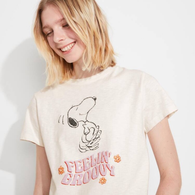 Dámské Tričko Uniqlo Love Sunshine & Peanuts Ut Grafická Bílé | RDTVEQG-49