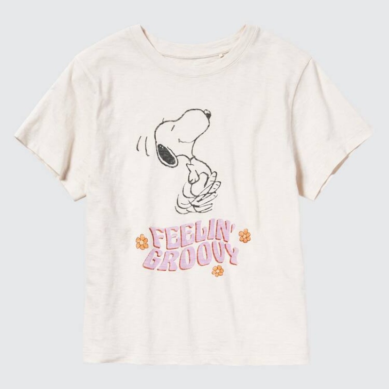 Dámské Tričko Uniqlo Love Sunshine & Peanuts Ut Grafická Bílé | RDTVEQG-49