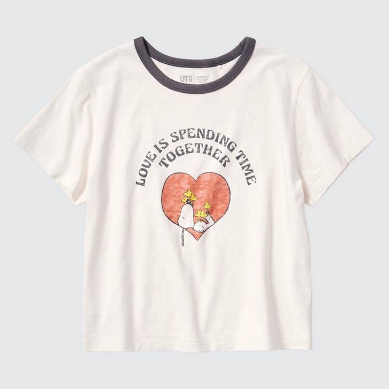 Dámské Tričko Uniqlo Love Sunshine & Peanuts Ut Grafická Bílé | DISWFJP-31