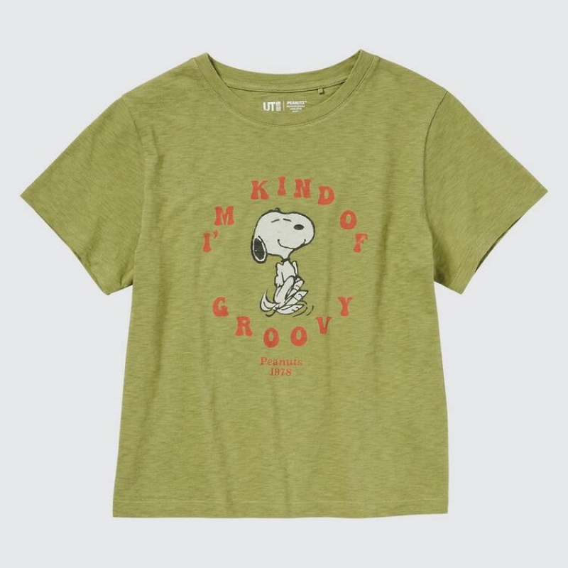 Dámské Tričko Uniqlo Love Sunshine & Peanuts Ut Grafická Zelene | DCHEQMG-70