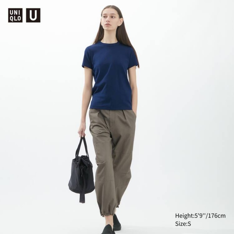 Dámské Tričko Uniqlo U Crew Neck Krátké Sleeved Tmavě Blankyt | SVCKPQY-56