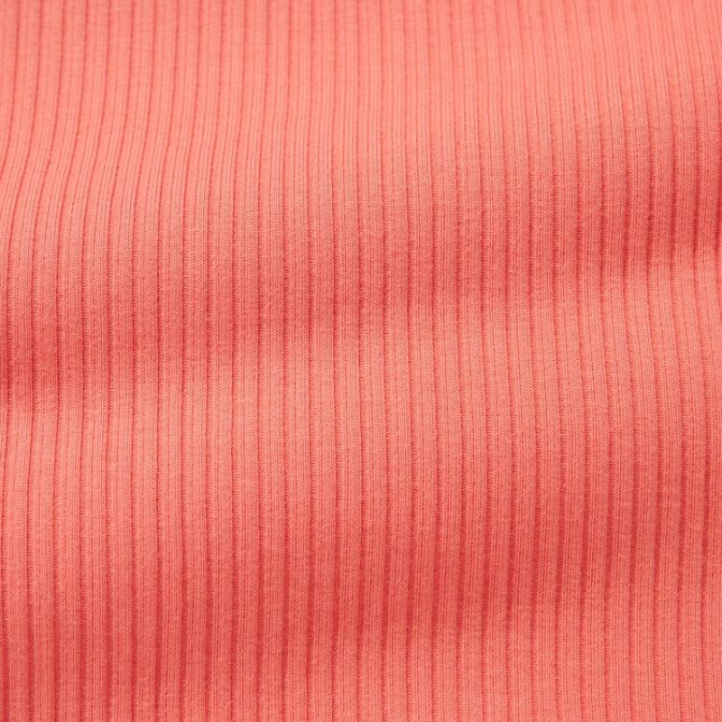 Dámské Tričko Uniqlo Žebrovaný Cropped Crew Neck Oranžové | FXQGTLO-29