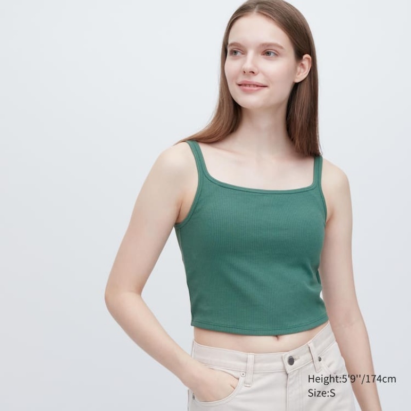 Dámské Vesta Uniqlo Airism Bavlněné Cropped Bez Rukávů Zelene | RNBWGDT-65