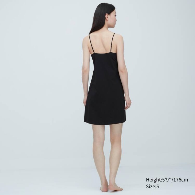 Dámské Vesta Uniqlo Mame Kurogouchi Airism Plunge Slip Černé | GVICMTD-71