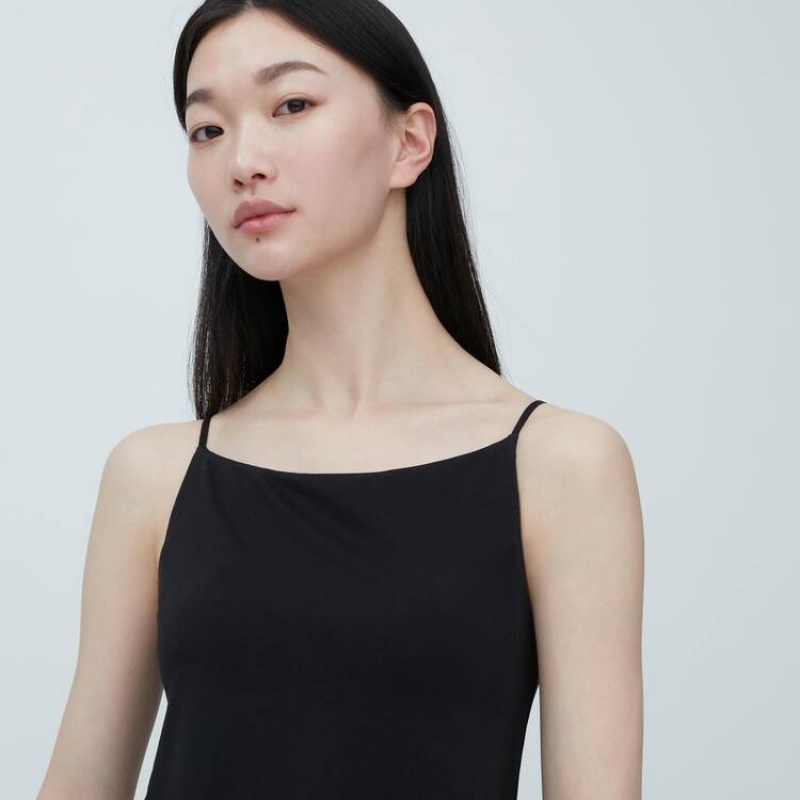 Dámské Vesta Uniqlo Mame Kurogouchi Airism Plunge Slip Černé | GVICMTD-71