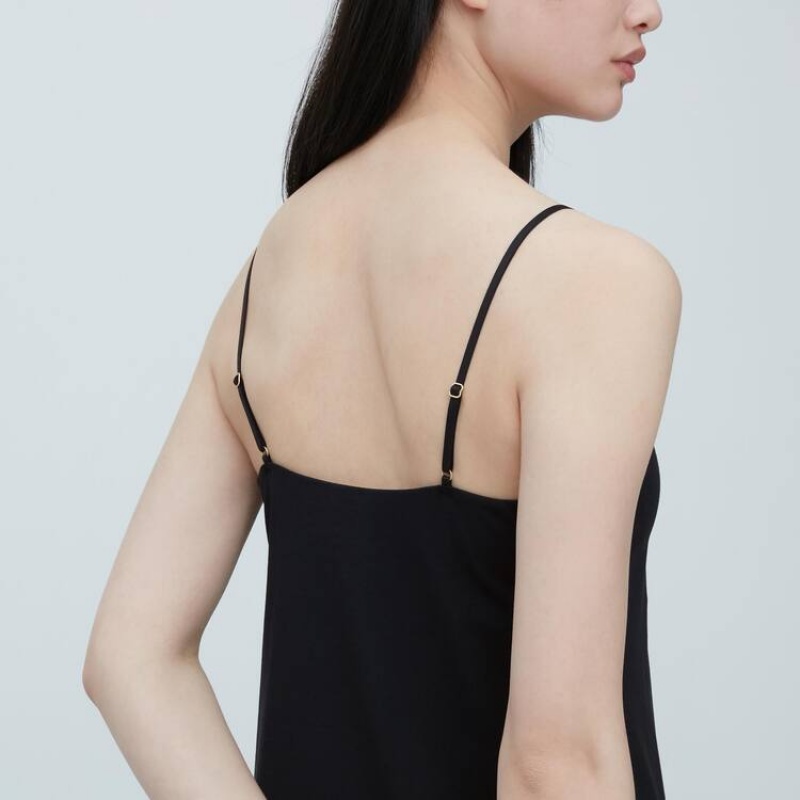 Dámské Vesta Uniqlo Mame Kurogouchi Airism Plunge Slip Černé | GVICMTD-71