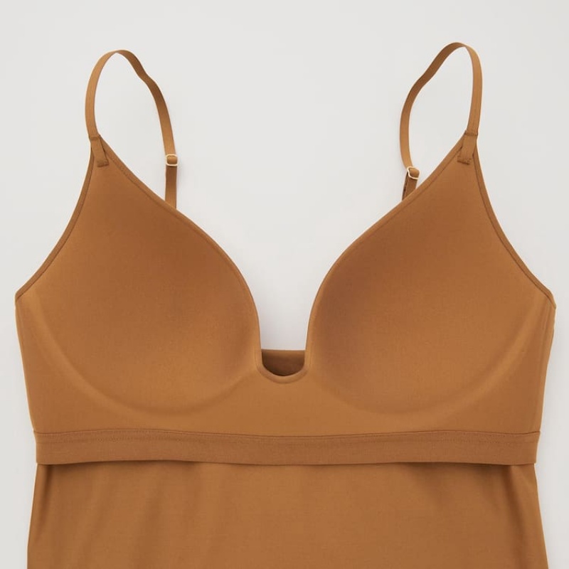 Dámské Vesta Uniqlo Mame Kurogouchi Airism Plunge Camisole Hnědé | ENCGHIQ-81