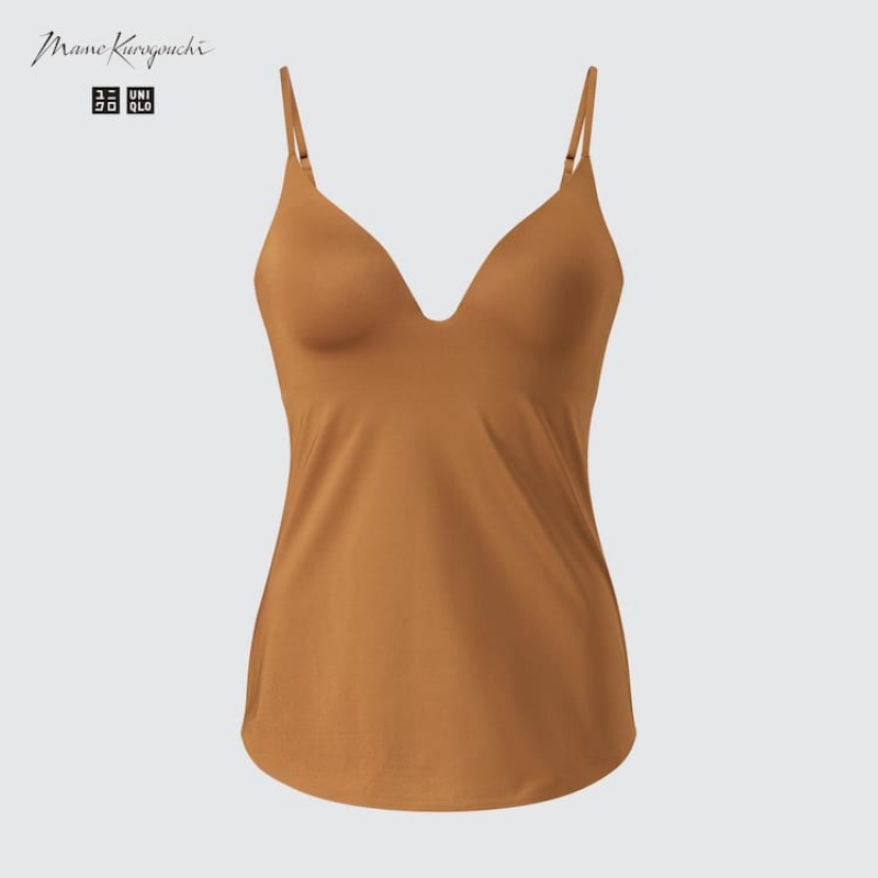 Dámské Vesta Uniqlo Mame Kurogouchi Airism Plunge Camisole Hnědé | ENCGHIQ-81