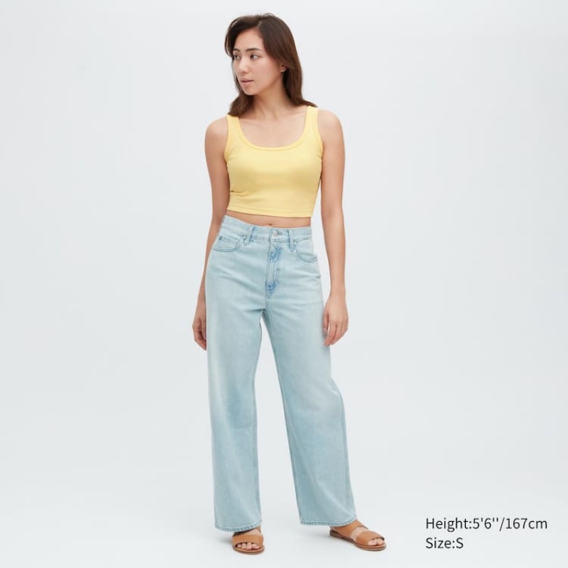 Dámské Vesta Uniqlo Žebrovaný Cropped Žluté | IFJPRZX-29