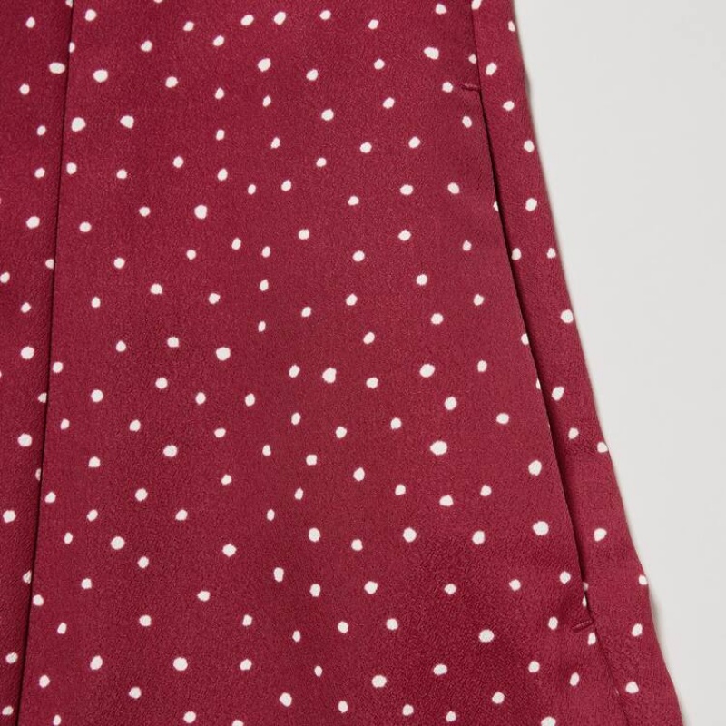 Dámské Šaty Uniqlo Dotted V Neck Long Sleeved Mini Červené | QEALYHM-64