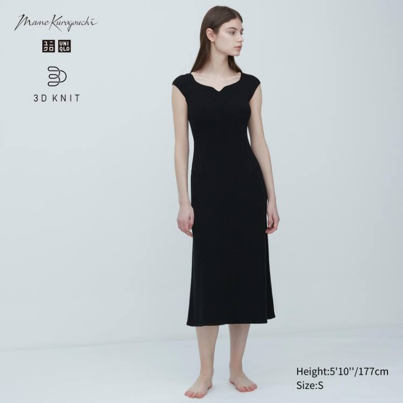 Dámské Šaty Uniqlo Mame Kurogouchi 3d Knit Seamless Černé | VTAXWYL-17