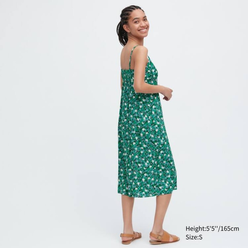 Dámské Šaty Uniqlo Printed Front Slit Camisole Zelene | TSXPWHE-59