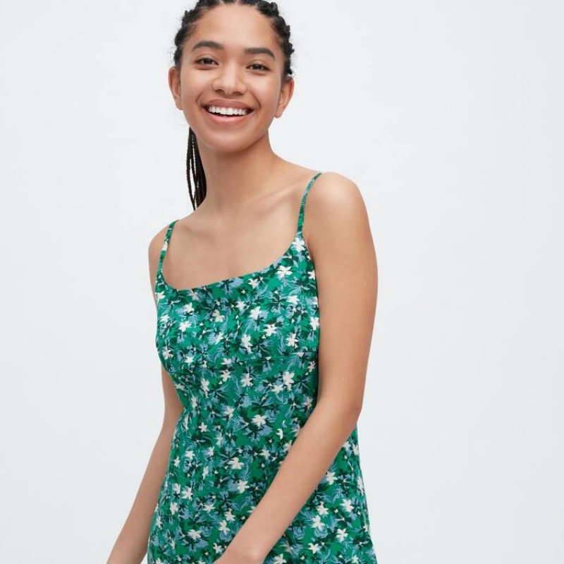 Dámské Šaty Uniqlo Printed Front Slit Camisole Zelene | TSXPWHE-59