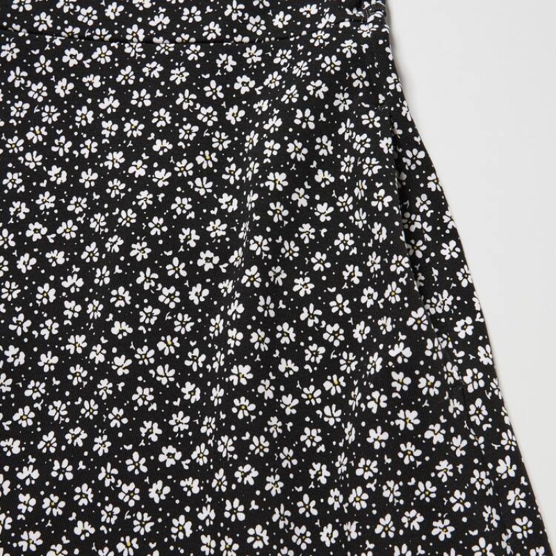 Dámské Šaty Uniqlo Printed Krátké Sleeved Flared Černé | PTNYWQI-02