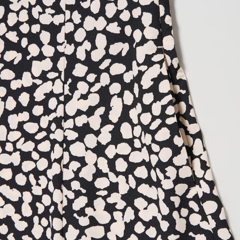 Dámské Šaty Uniqlo Printed V Neck Krátké Sleeved Mini Bílé Černé | GQMABFP-31