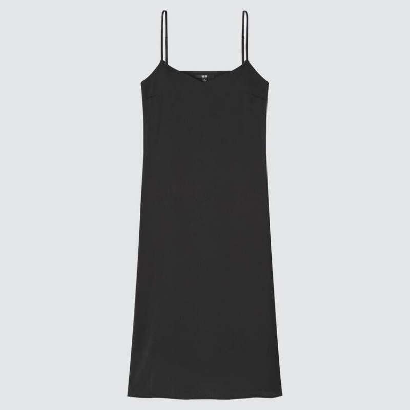 Dámské Šaty Uniqlo Satin Camisole Černé | RMVYHSA-02