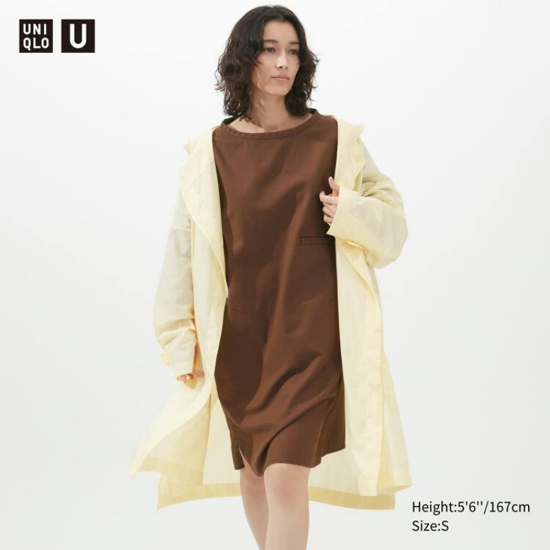 Dámské Šaty Uniqlo U 3/4 Sleeved Hnědé | ZOAKBCV-43