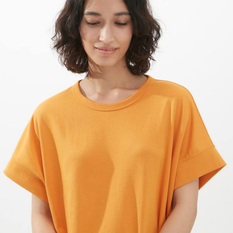 Dámské Šaty Uniqlo U Airism Cottoned Krátké Sleeved Oranžové | VKIERAN-96