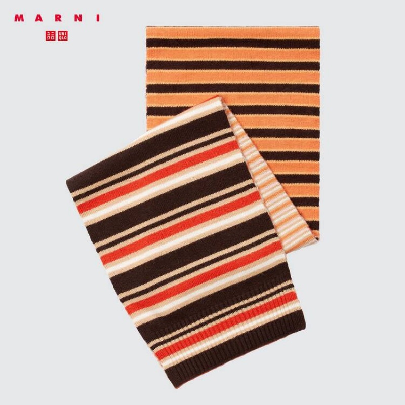 Dámské Šátky Uniqlo Marni Cashmere Pruhovaný Oranžové | MBETXHY-31