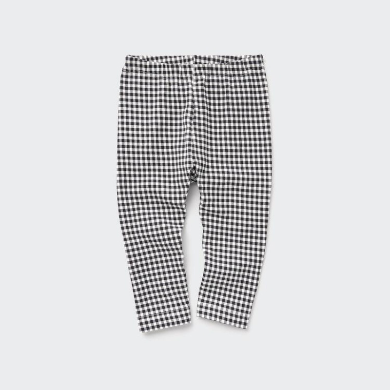 Dítě Legíny Uniqlo Checked Černé | RLWZXUG-52