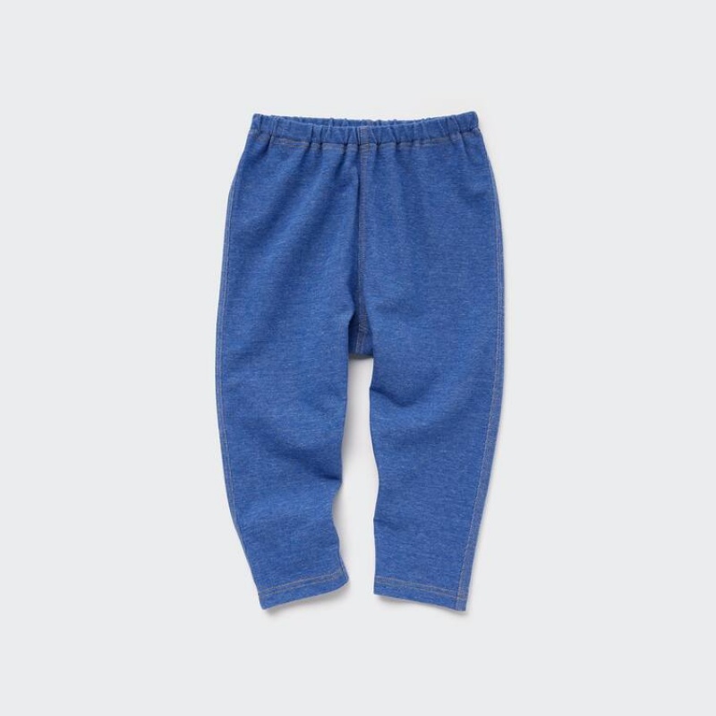 Dítě Legíny Uniqlo Denim-like Relaxed Blankyt | AXVLDQT-28