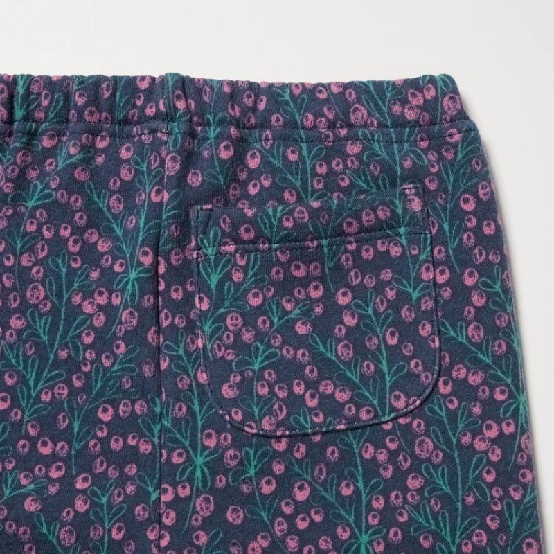 Dítě Legíny Uniqlo Fleece Berry Print Blankyt | YLGTJAO-12