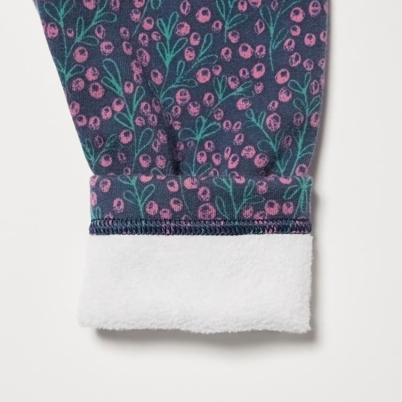 Dítě Legíny Uniqlo Fleece Berry Print Blankyt | YLGTJAO-12