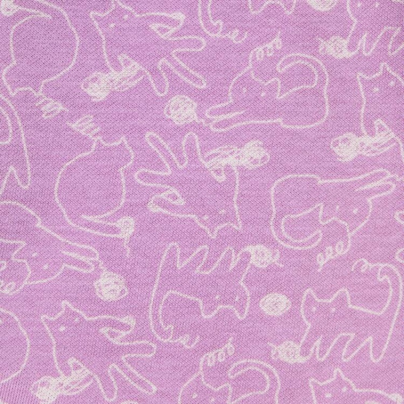 Dítě Legíny Uniqlo Fleece Cat Print Růžové | YZTBFOI-56