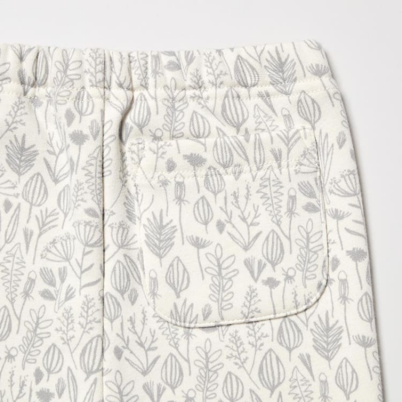 Dítě Legíny Uniqlo Fleece Flower Print Bílé | VGYZCOA-05