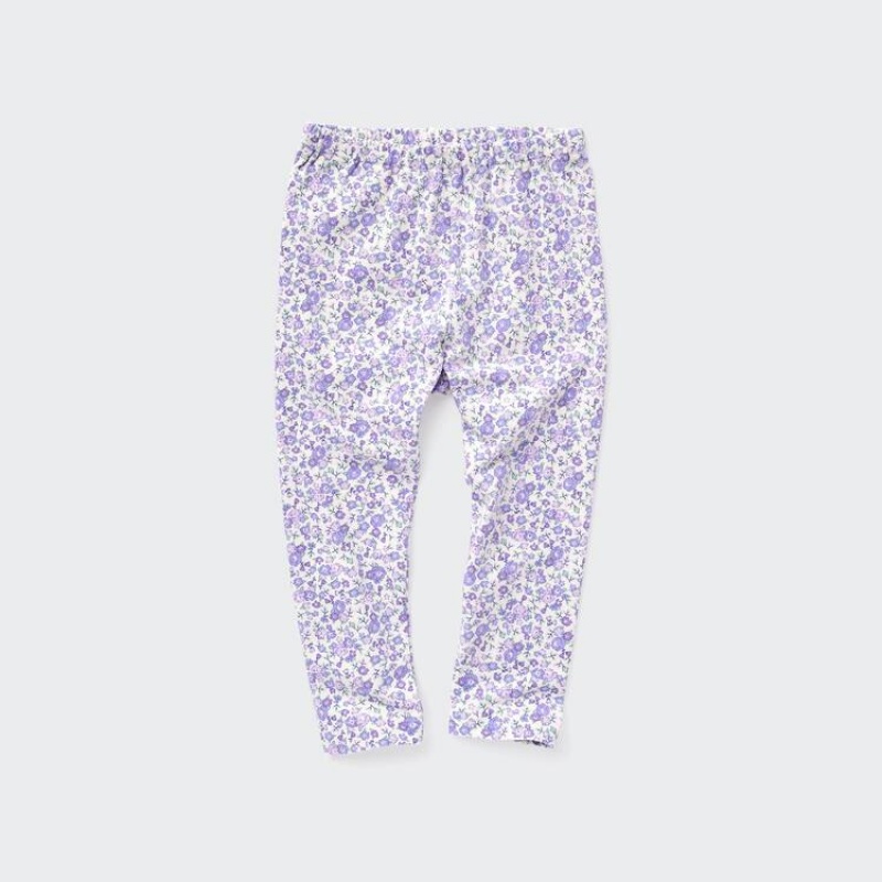 Dítě Legíny Uniqlo Flower Print Fialové | KITUHAE-80