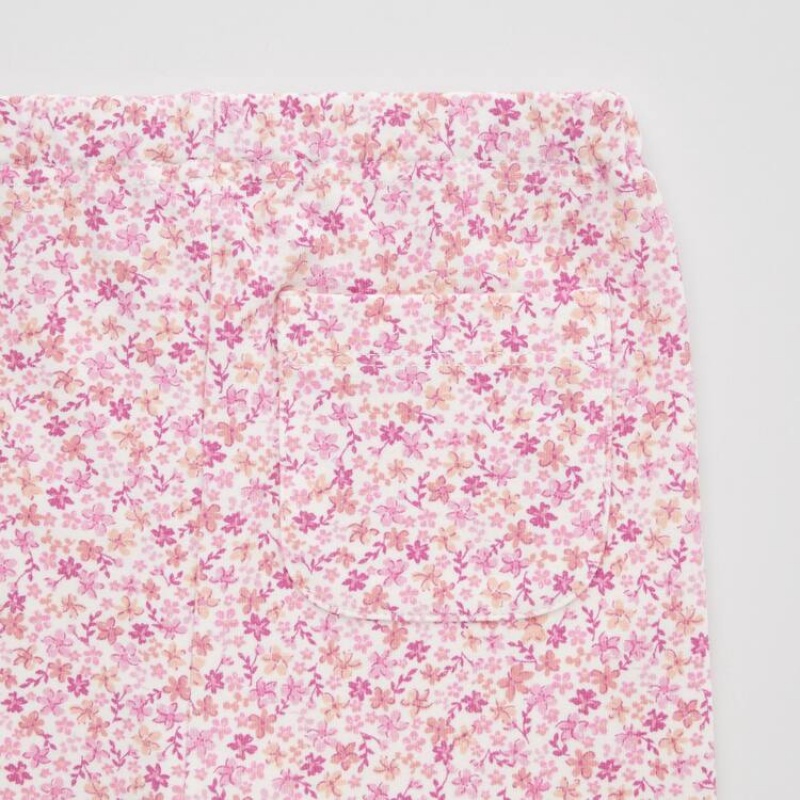 Dítě Legíny Uniqlo Flower Print Růžové | ZVXWUSR-10