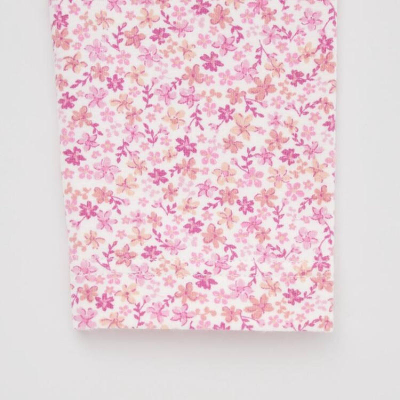 Dítě Legíny Uniqlo Flower Print Růžové | ZVXWUSR-10