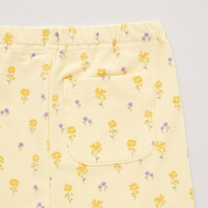 Dítě Legíny Uniqlo Flower Print Žluté | IQJHXET-98