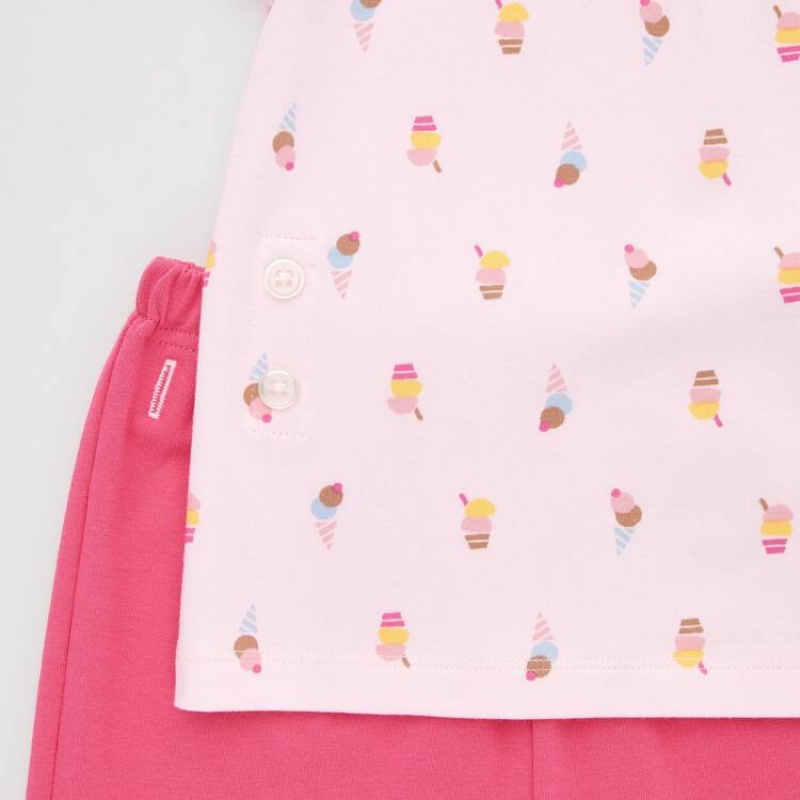 Dítě Loungewear Uniqlo Dry Ice Cream Print Krátké Sleeved Růžové | GFAHMTJ-40