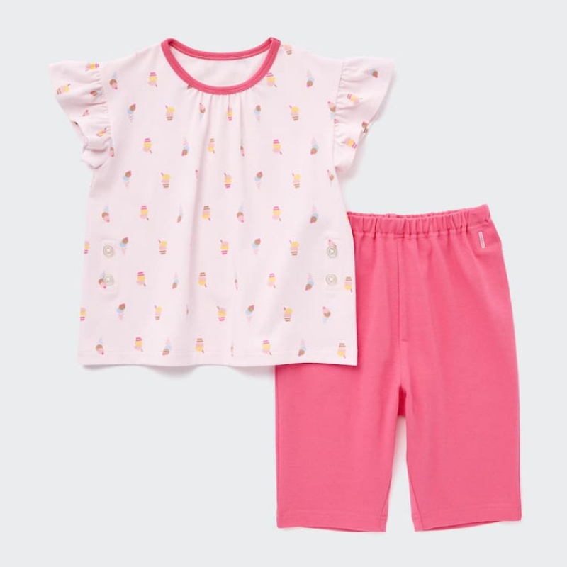 Dítě Loungewear Uniqlo Dry Ice Cream Print Krátké Sleeved Růžové | GFAHMTJ-40