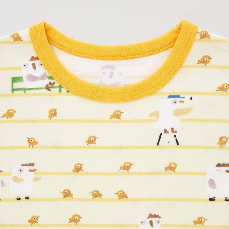 Dítě Loungewear Uniqlo Dry Picturebook Ut Krátké Sleeved Žluté | ZHIPFGA-94