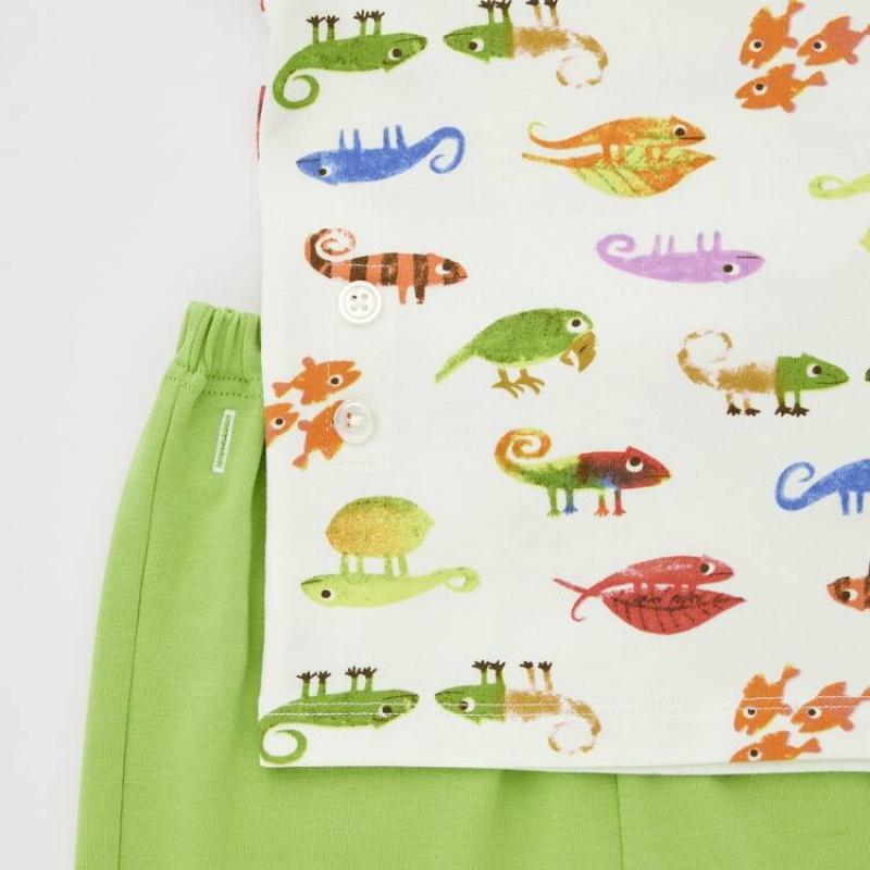 Dítě Loungewear Uniqlo Dry Picturebook Ut Krátké Sleeved Zelene | JIMXTCP-47