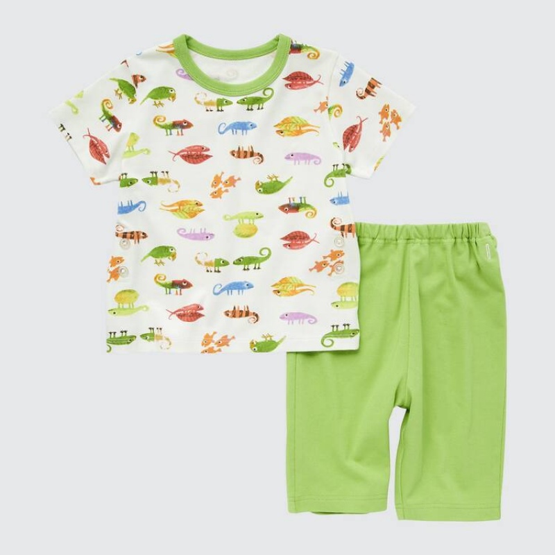 Dítě Loungewear Uniqlo Dry Picturebook Ut Krátké Sleeved Zelene | JIMXTCP-47