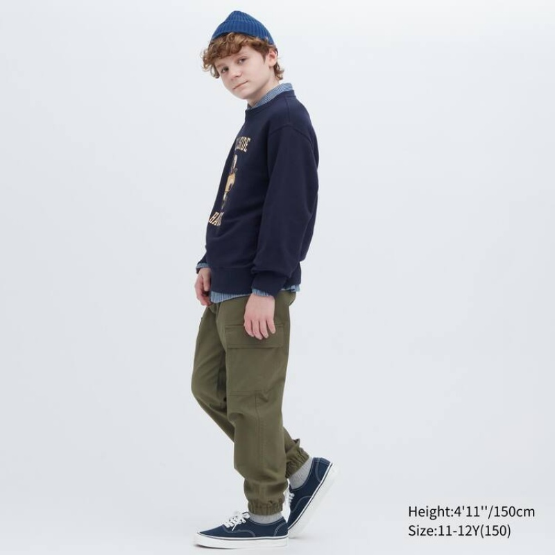 Dětské Kalhoty Jogger Uniqlo Cargo Jogger Olivy Zelené | QVSGROC-06