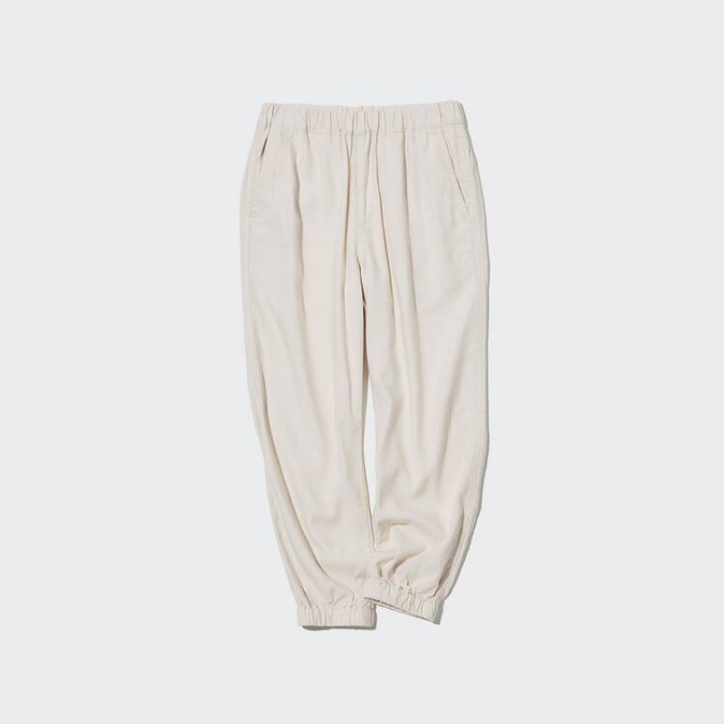 Dětské Kalhoty Jogger Uniqlo Linen Blend Relaxed Fit Béžový | JPQMODK-39