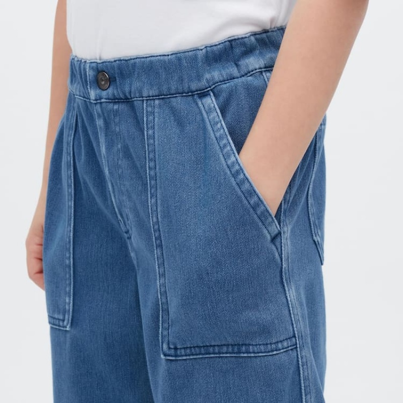 Dětské Kalhoty Jogger Uniqlo Ultra Stretch Denim Blankyt | HBNSUVR-72