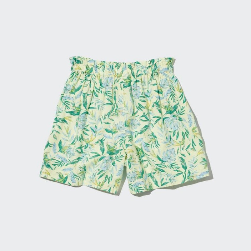 Dětské Kraťasy Uniqlo Linen Blend Flower Print Easy Krém | OFTZEGX-98