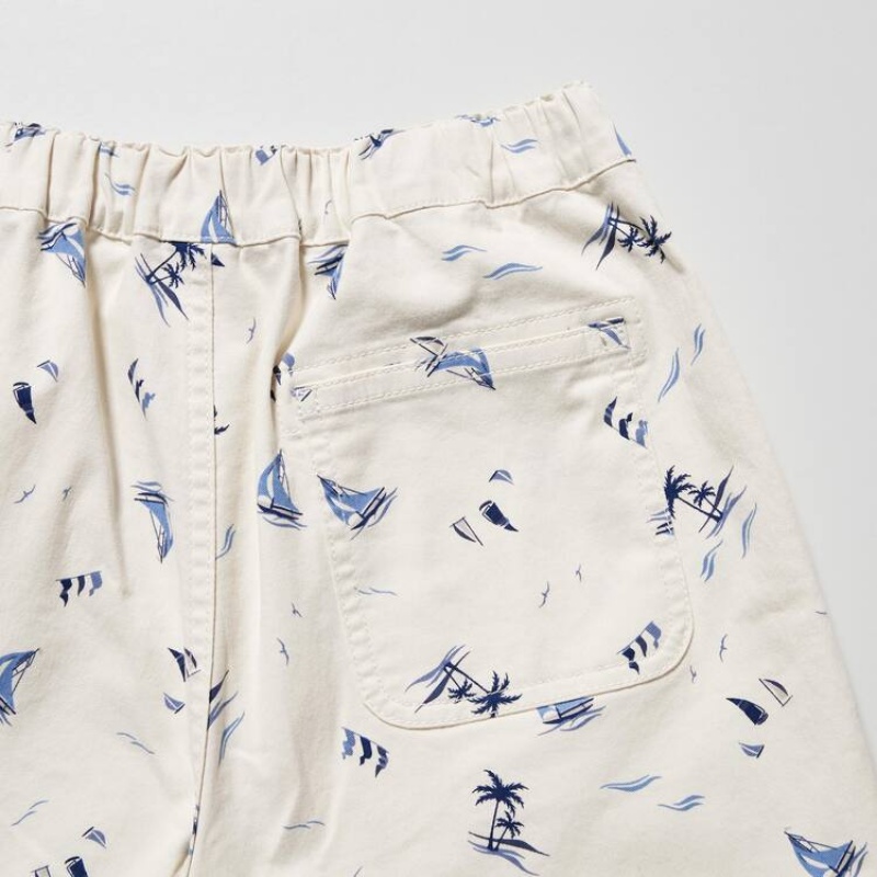 Dětské Kraťasy Uniqlo Stretch Printed Easy Bílé | AINTHXD-58