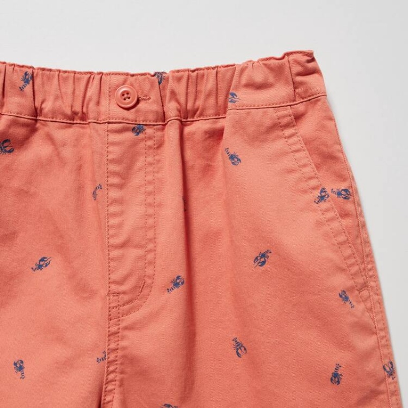 Dětské Kraťasy Uniqlo Stretch Printed Easy Oranžové | PXNUYLI-90