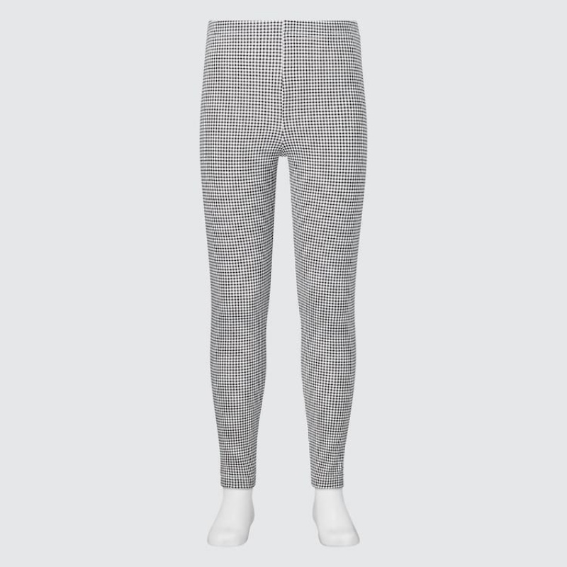 Dětské Legíny Uniqlo Bavlněné Checked Černé | CDXJZNO-01