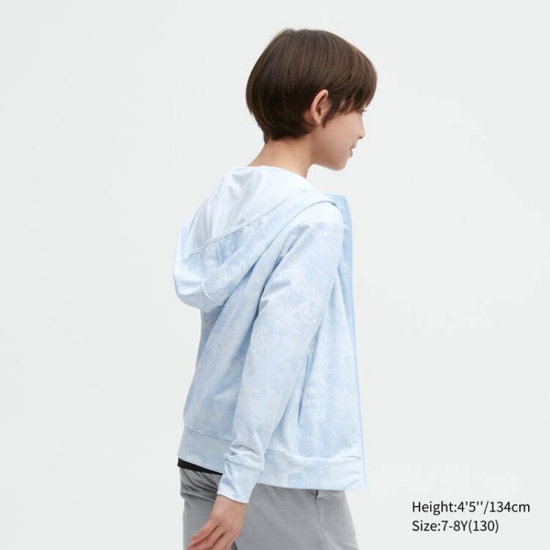 Dětské Mikina s Kapucí Uniqlo Airism Uv Protection Mesh Světle Blankyt | UJFTECX-48