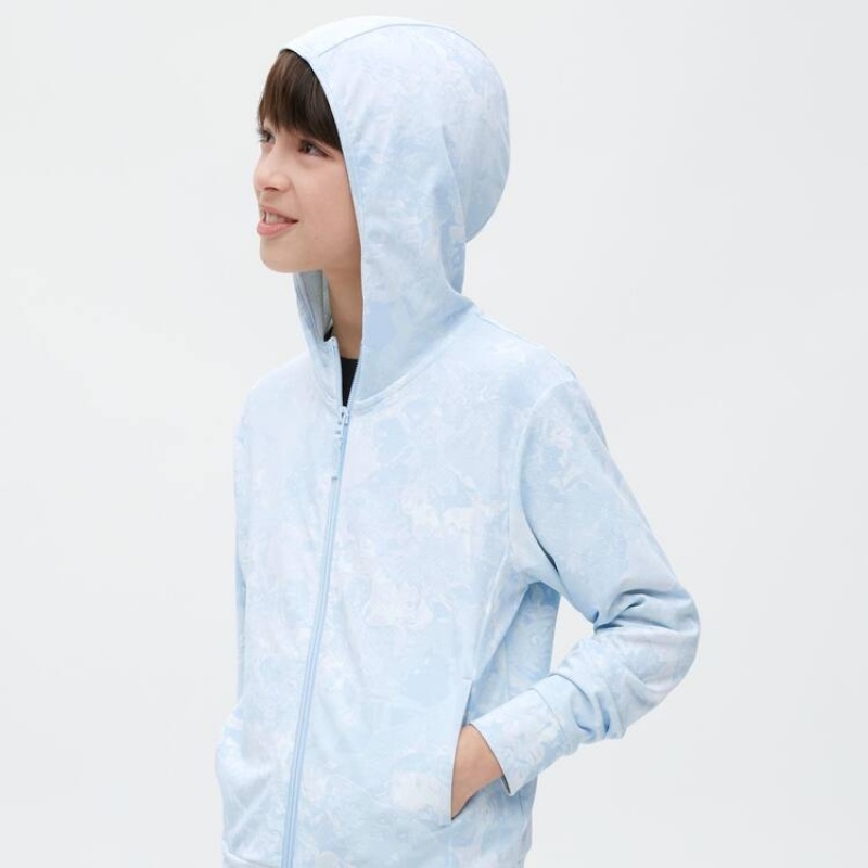 Dětské Mikina s Kapucí Uniqlo Airism Uv Protection Mesh Světle Blankyt | UJFTECX-48