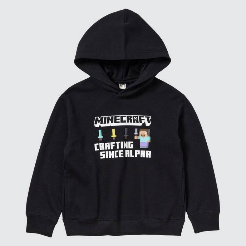 Dětské Mikina s Kapucí Uniqlo Minecraft Ut Grafická Sweat Černé | EZUIGKP-51